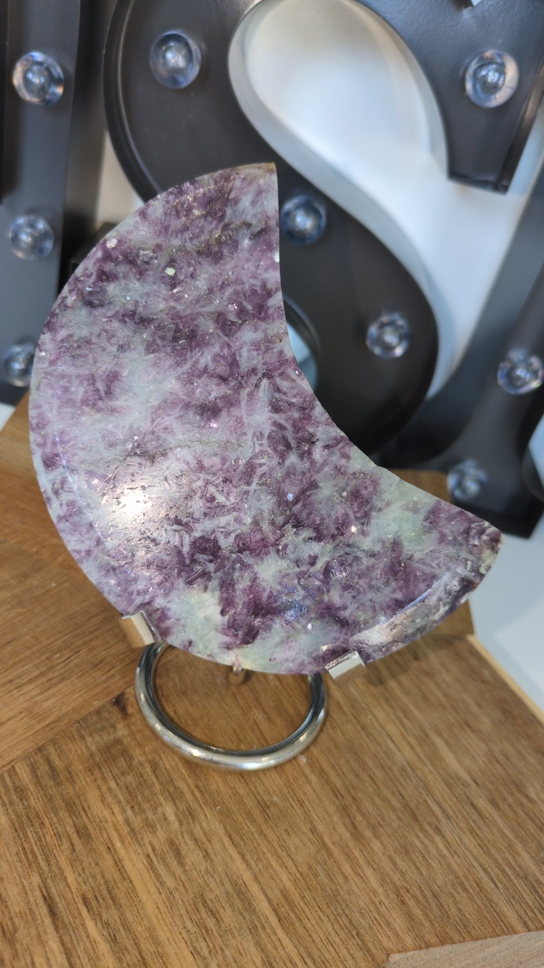 Purple lepidolite and mica moon 🌙