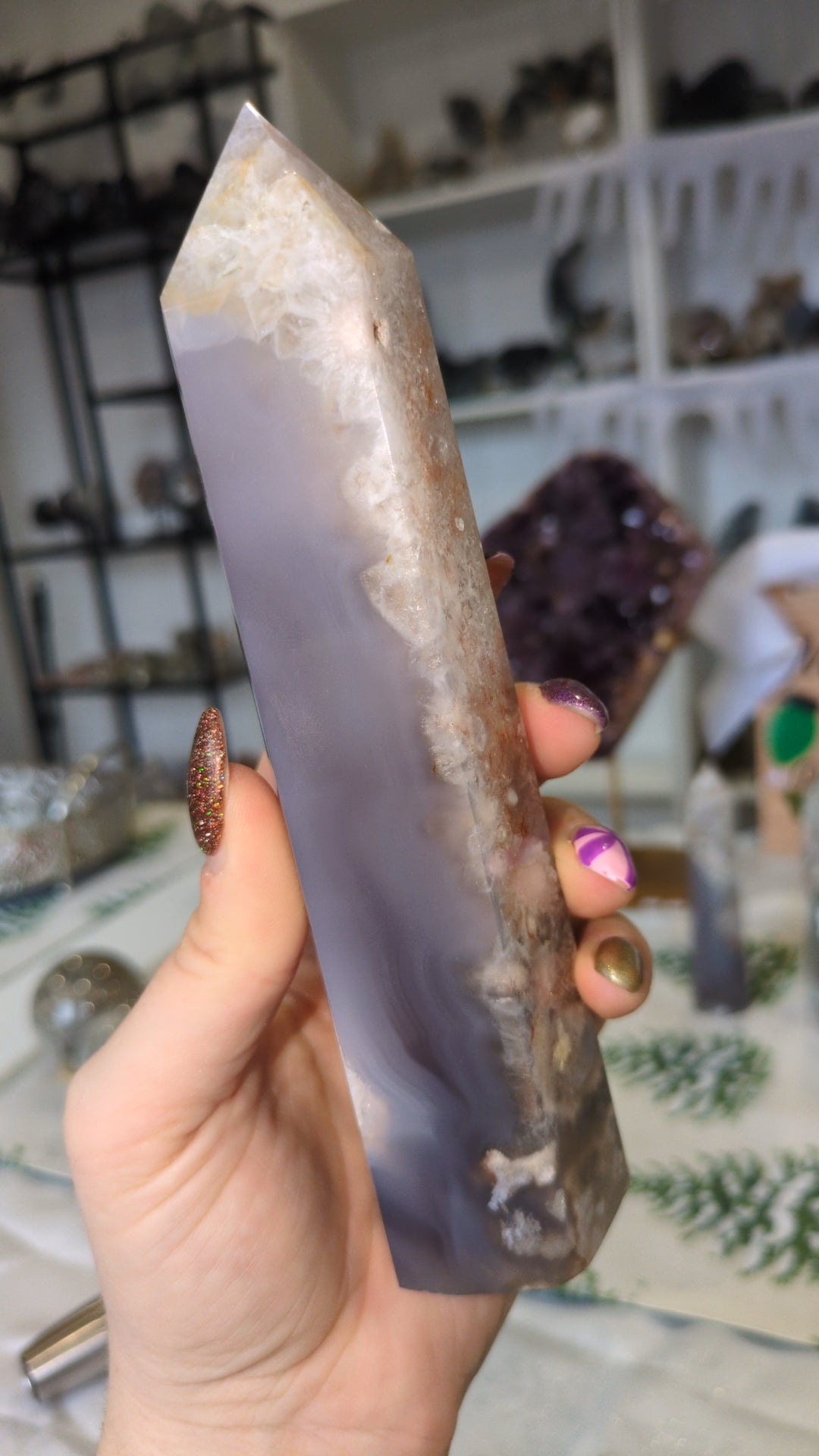 Pink&blue flower agate tower ✨