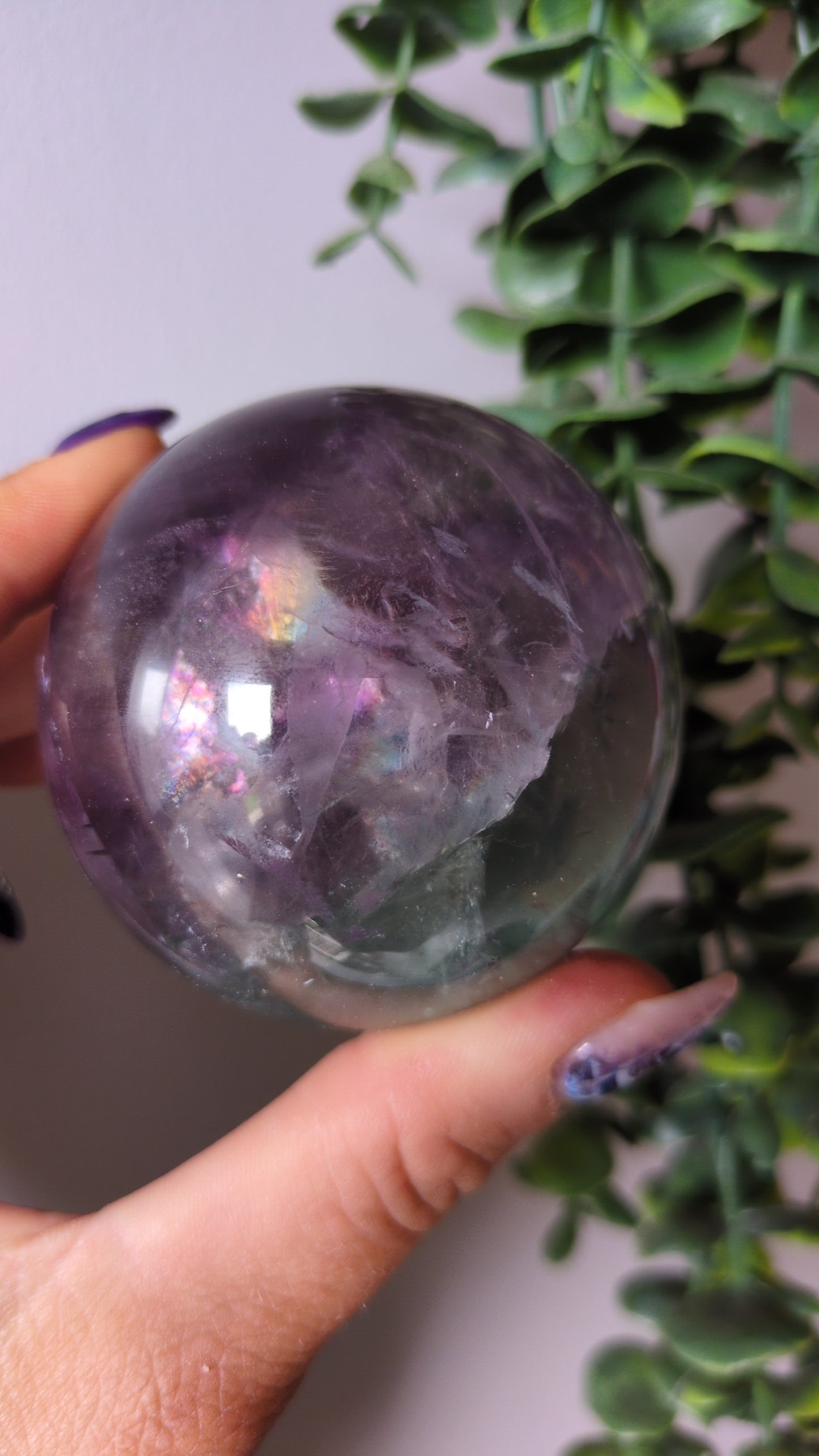 Rainbow filled flourite sphere ✨
