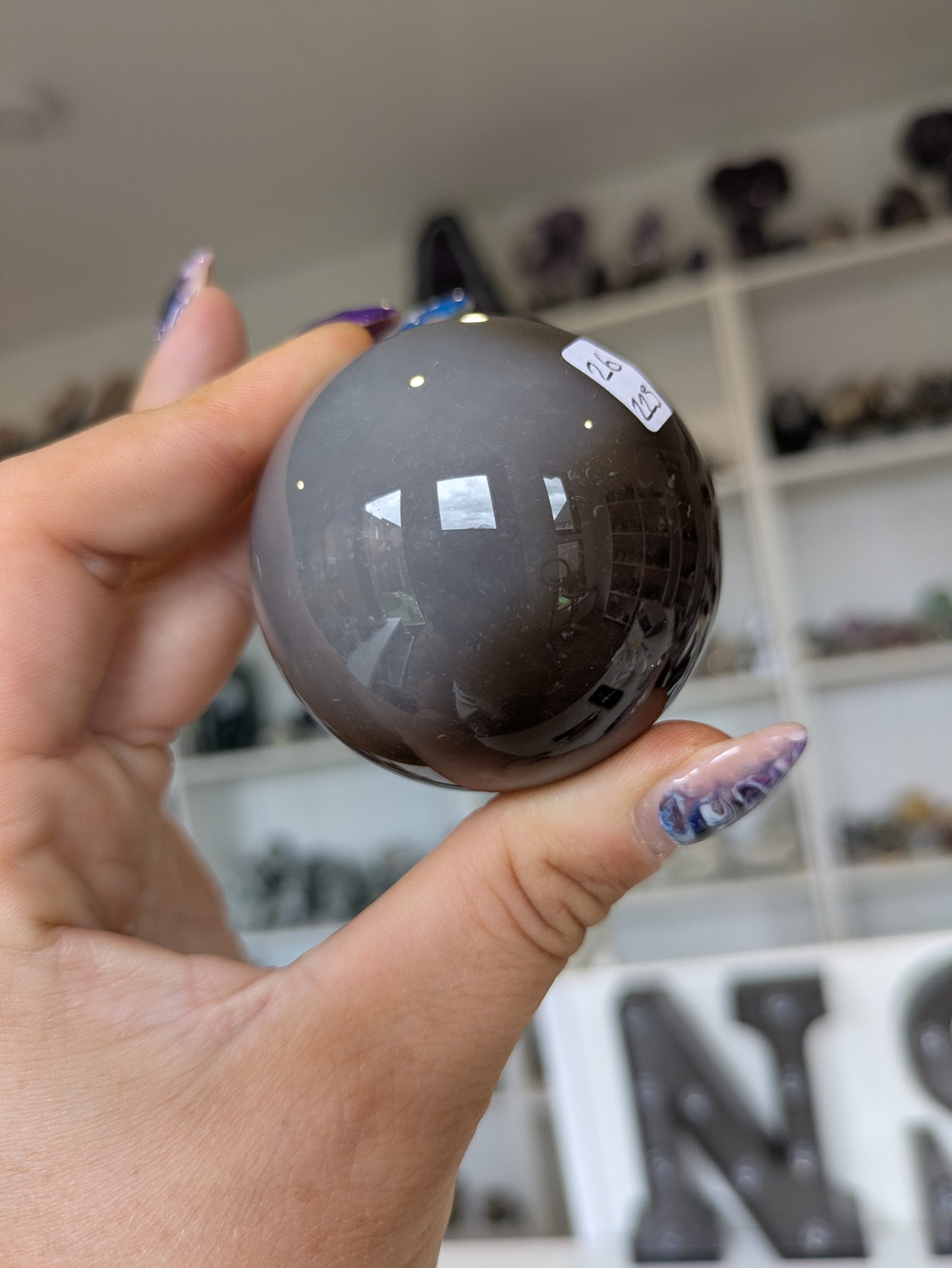 Black flower agate sphere ✨