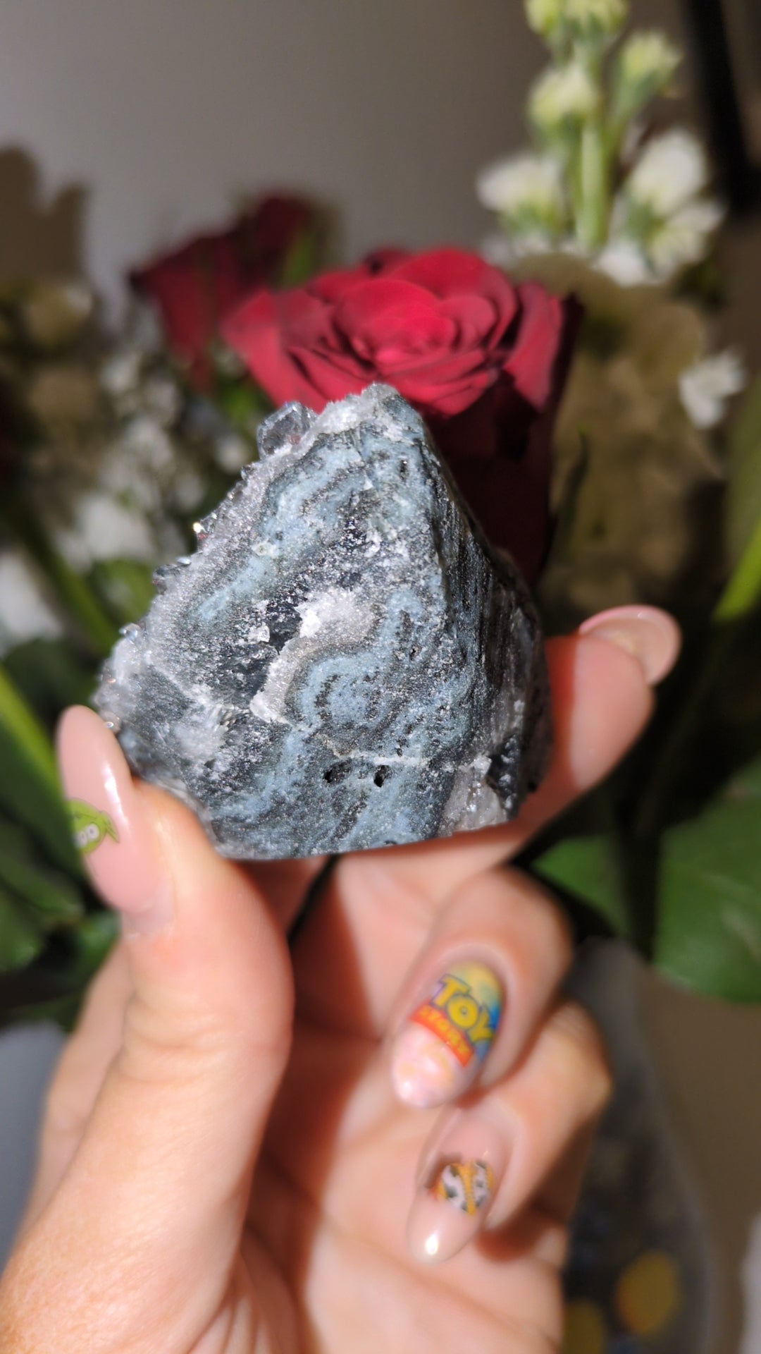 Apophyllite on Black chalcedony ✨ C