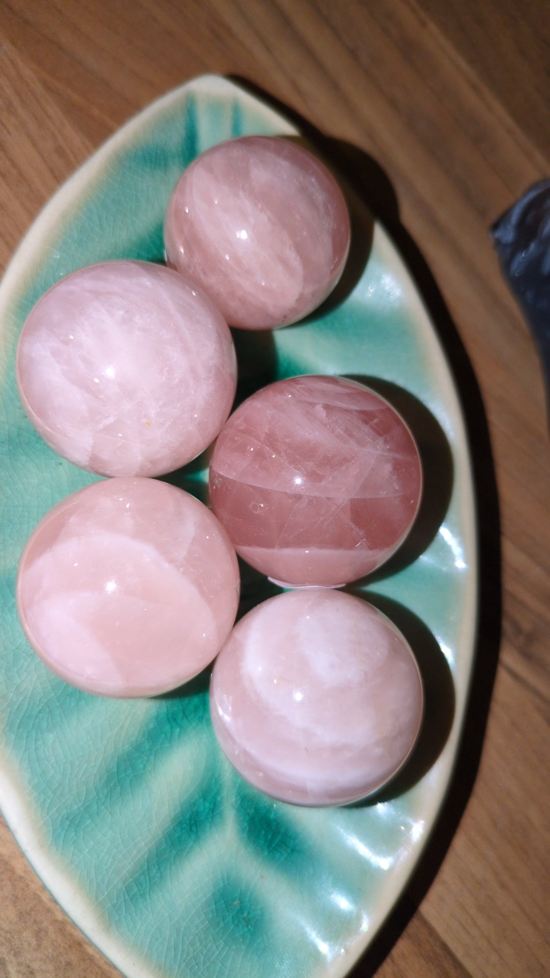 Small rose quartz spheres ✨