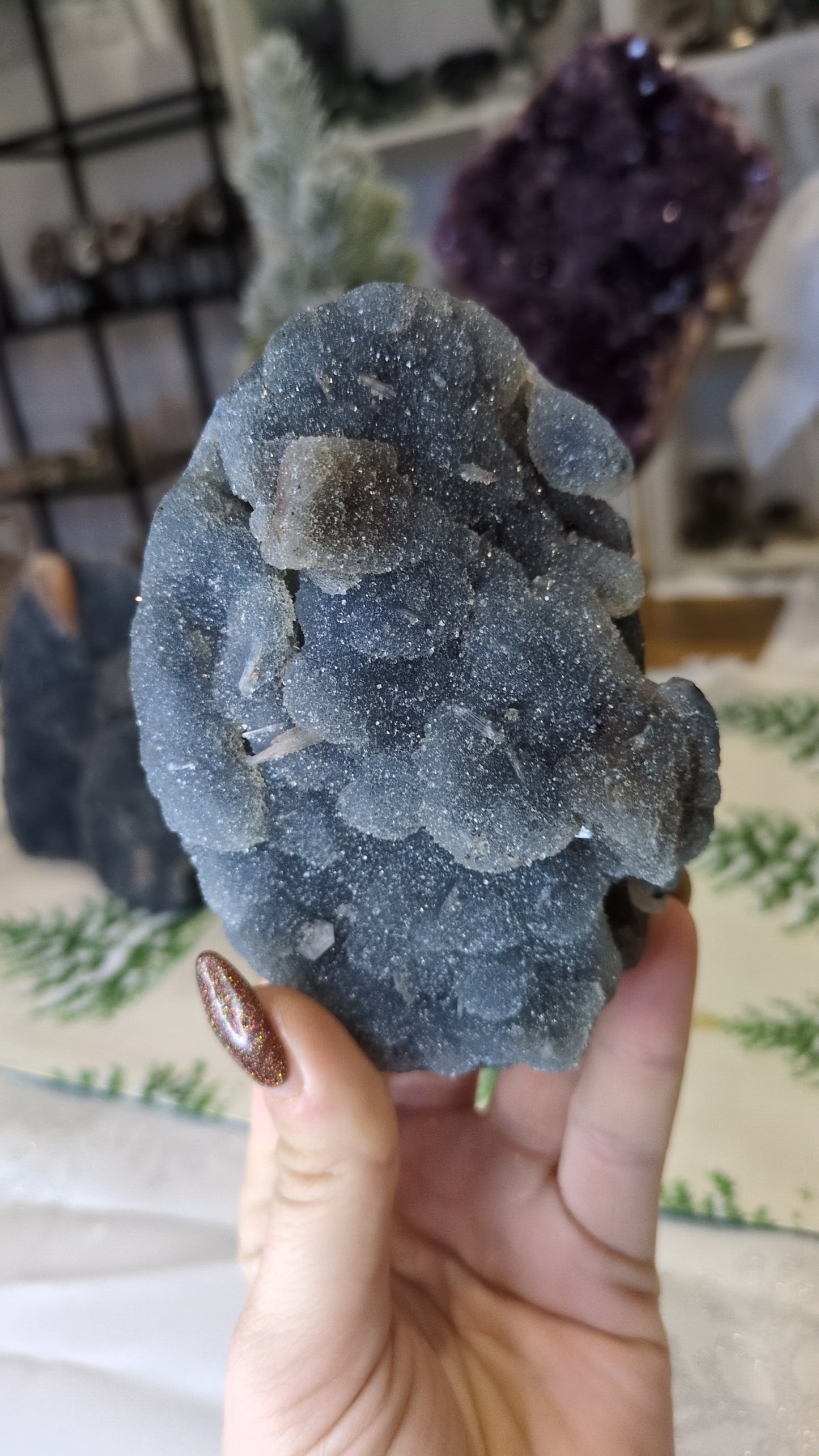 Blue chalcedony with chocolate calcite ✨ 46
