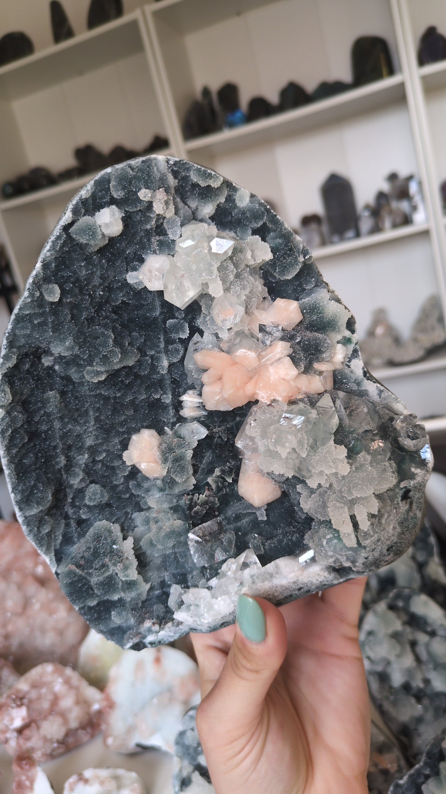 Apophyllite on Blue Chalcedony ✨ N