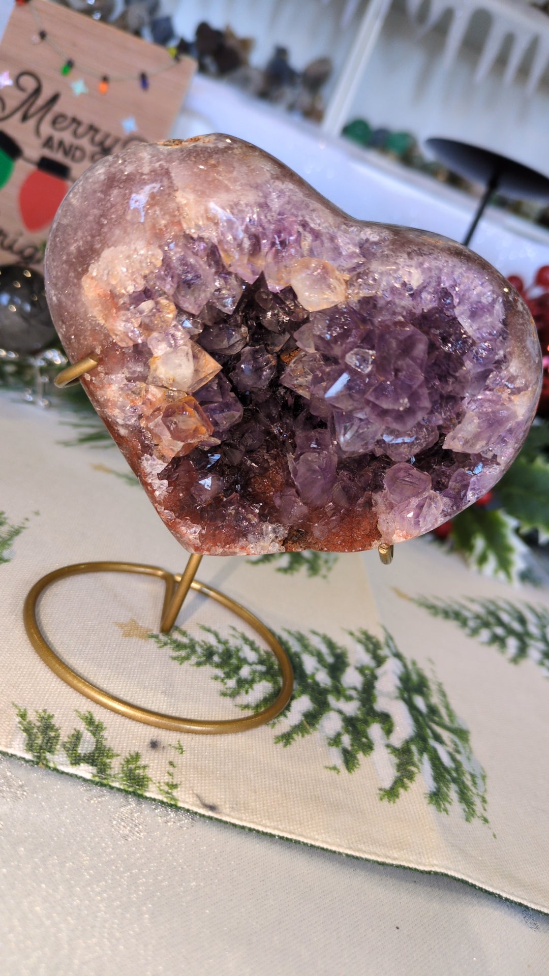 Druzy pink amethyst heart ❤️