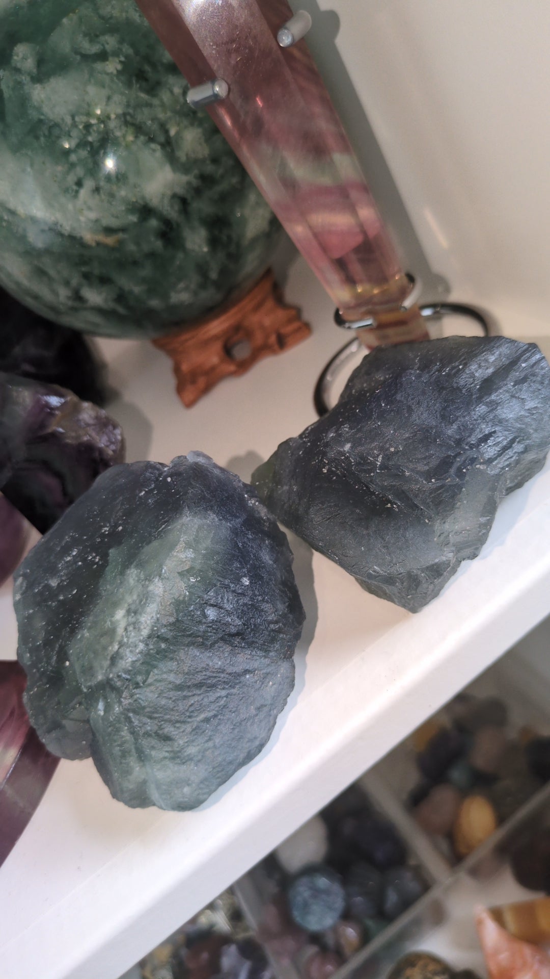 Raw blue and green flourite chunks ✨