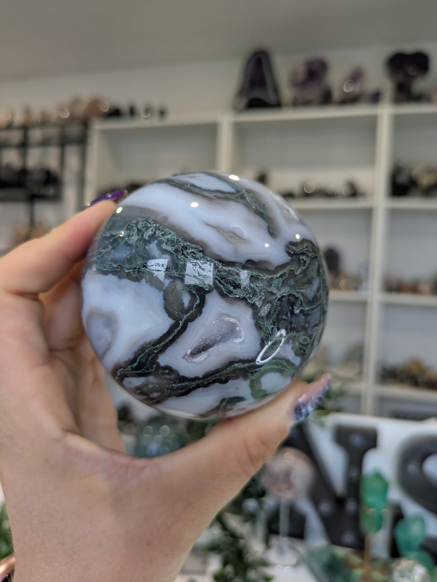 Moss agate sphere ✨