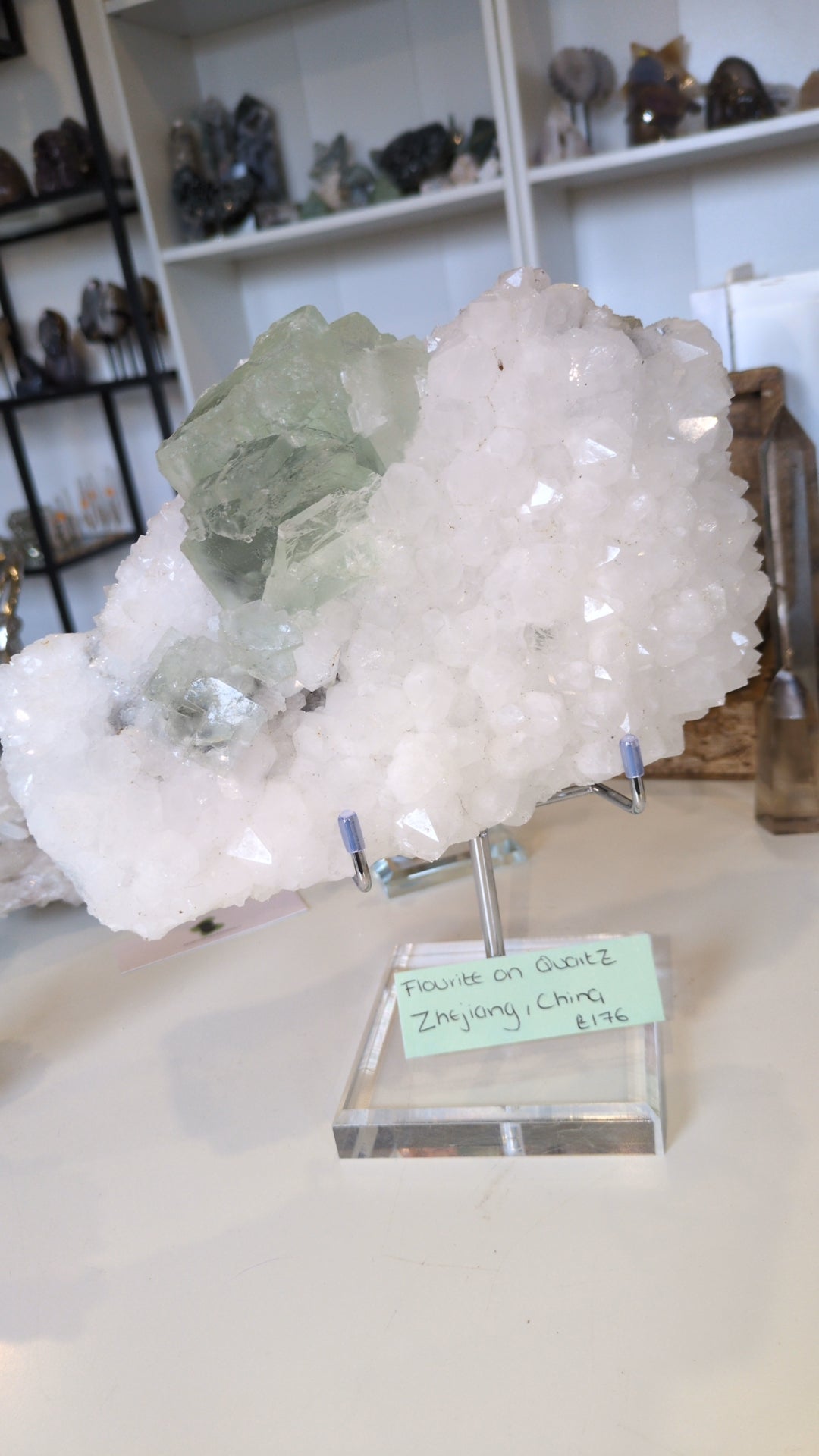 Flourite on quartz ✨