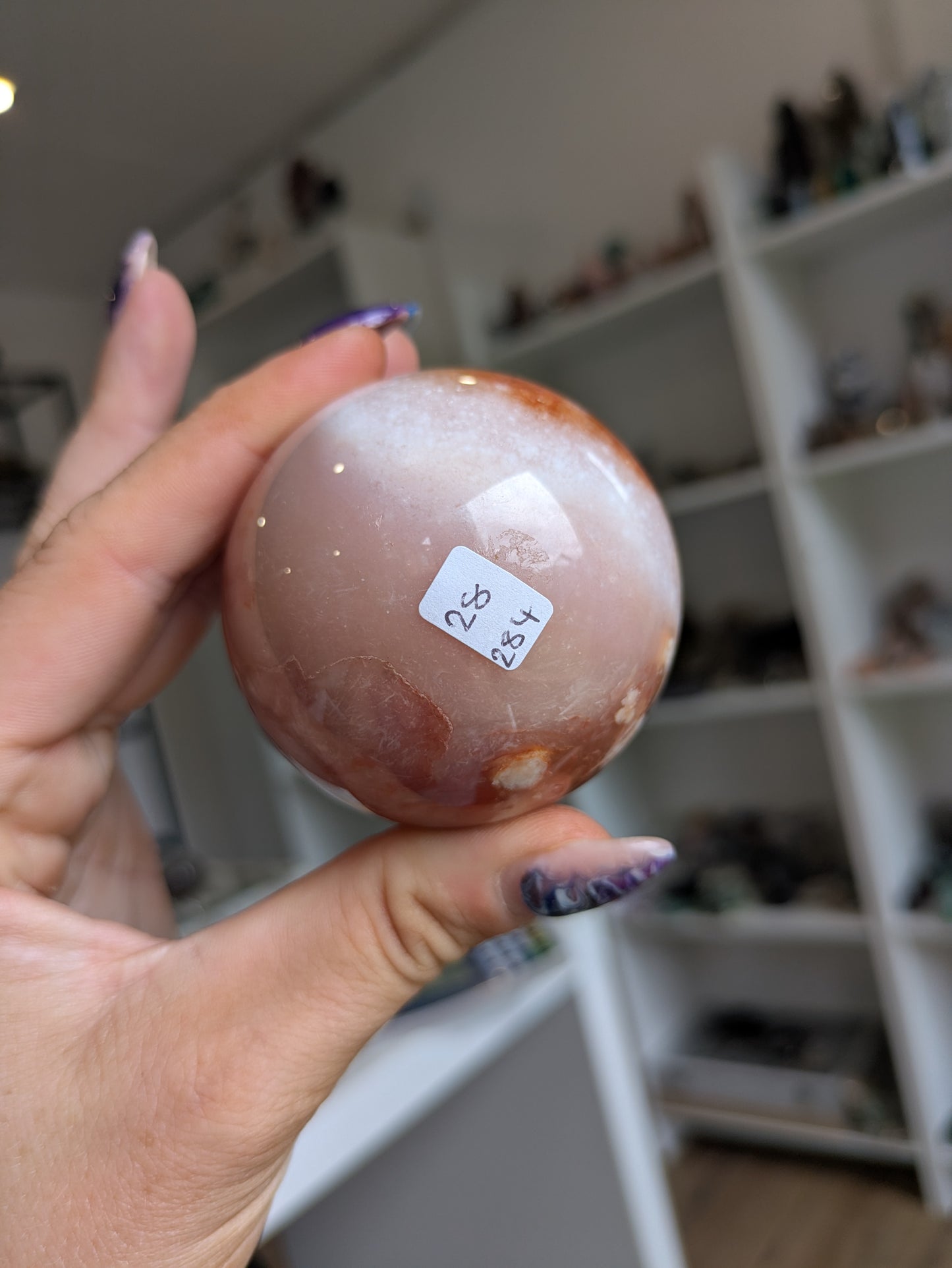 Carnelian flower agate sphere ✨ B