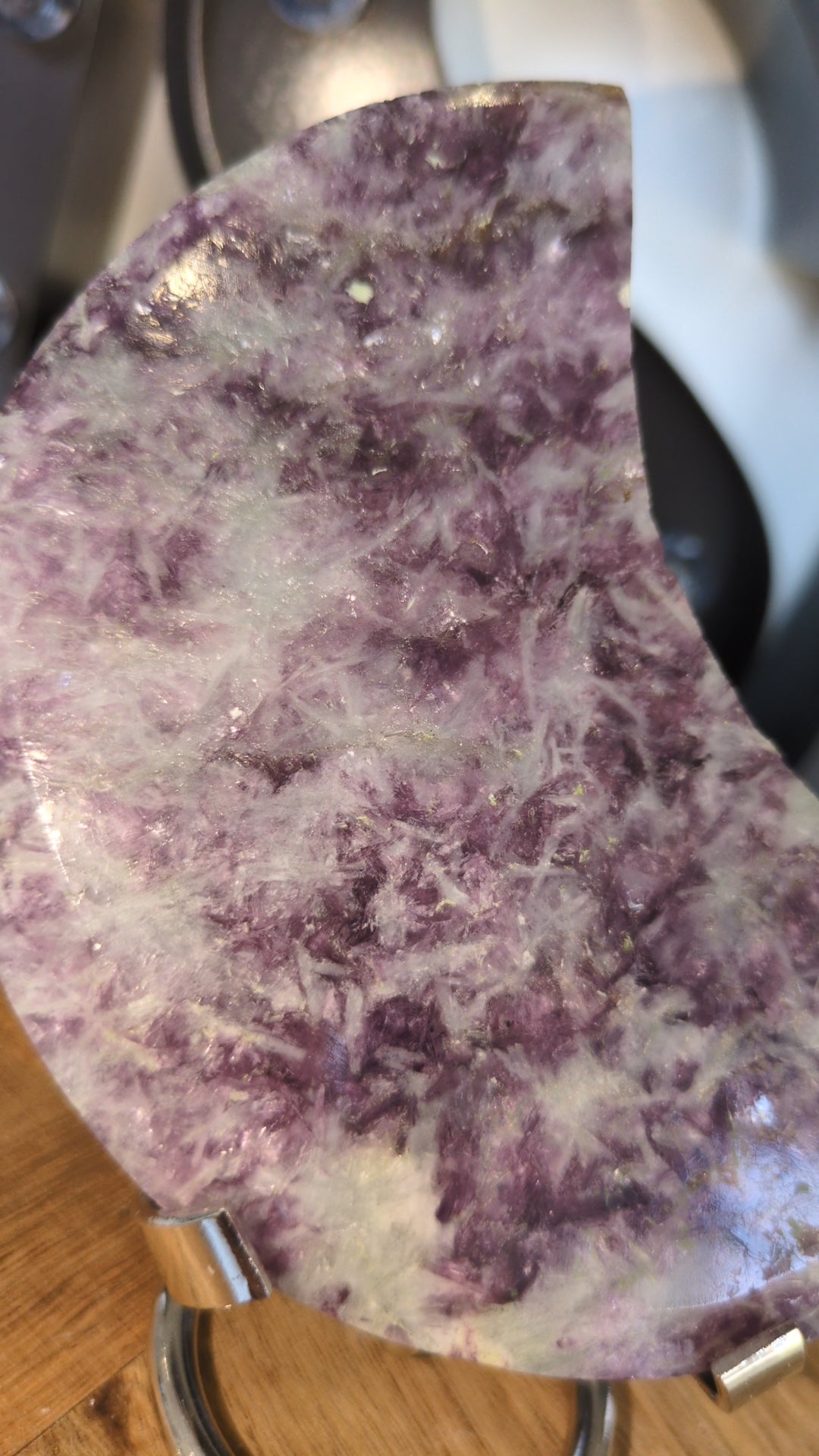 Purple lepidolite and mica moon 🌙