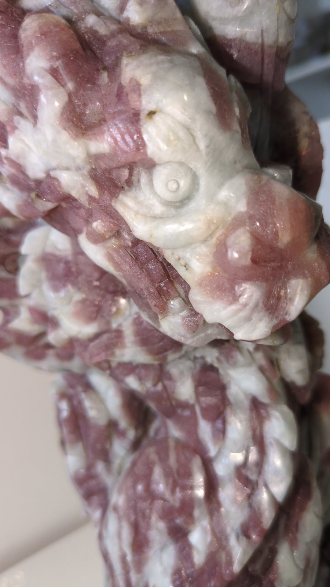 Hand carved Pink tourmaline Dragon sculpture ✨