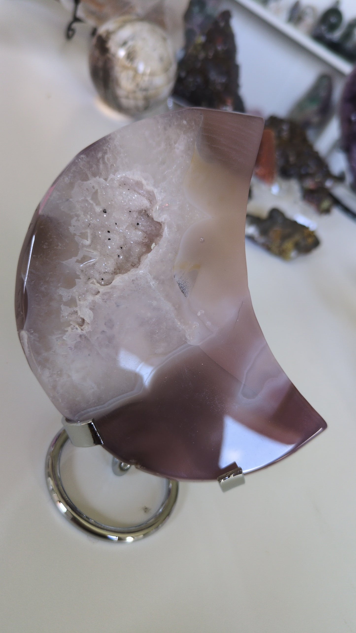 Pink jelly agate moon 🌙
