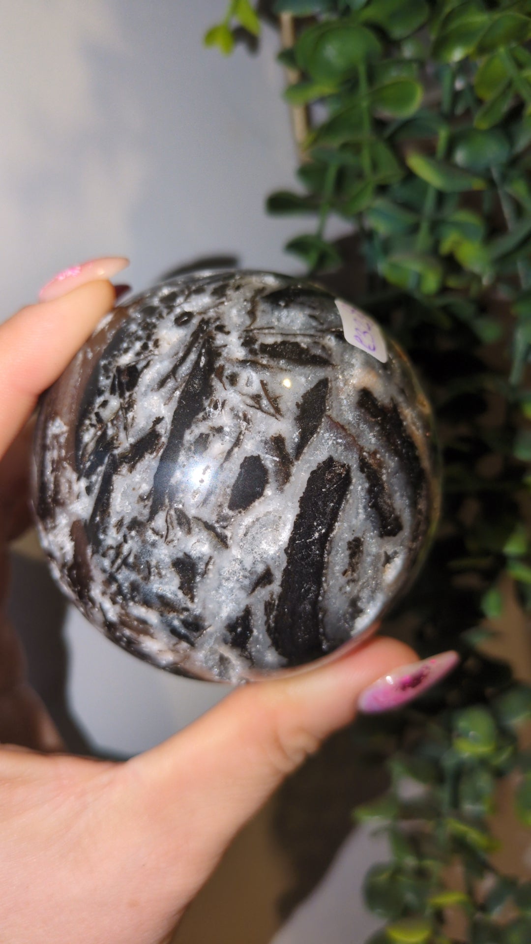 Black and grey chalcedony sphere ✨