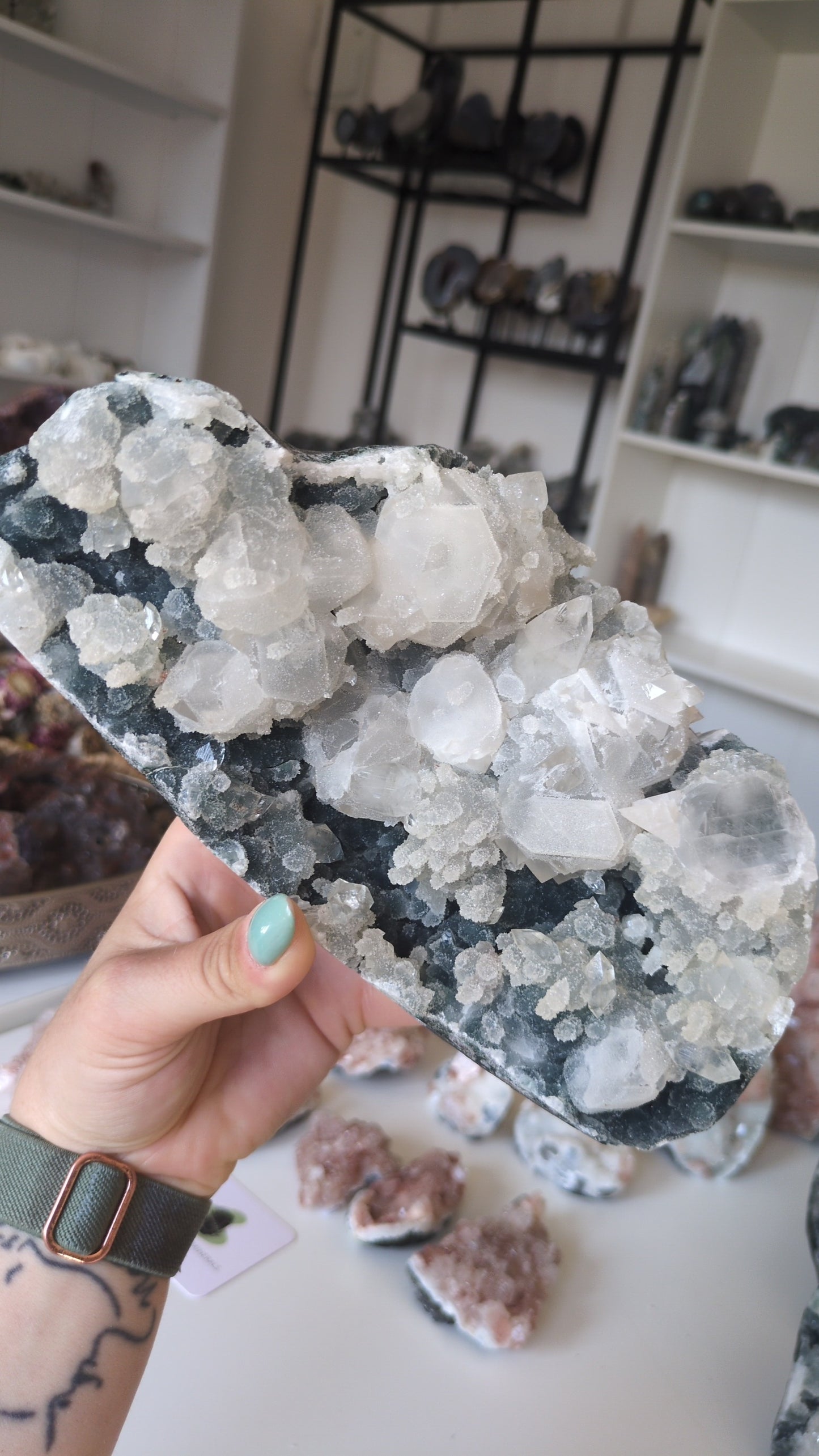 Blue Apophyllite on Blue Chalcedony ✨ M