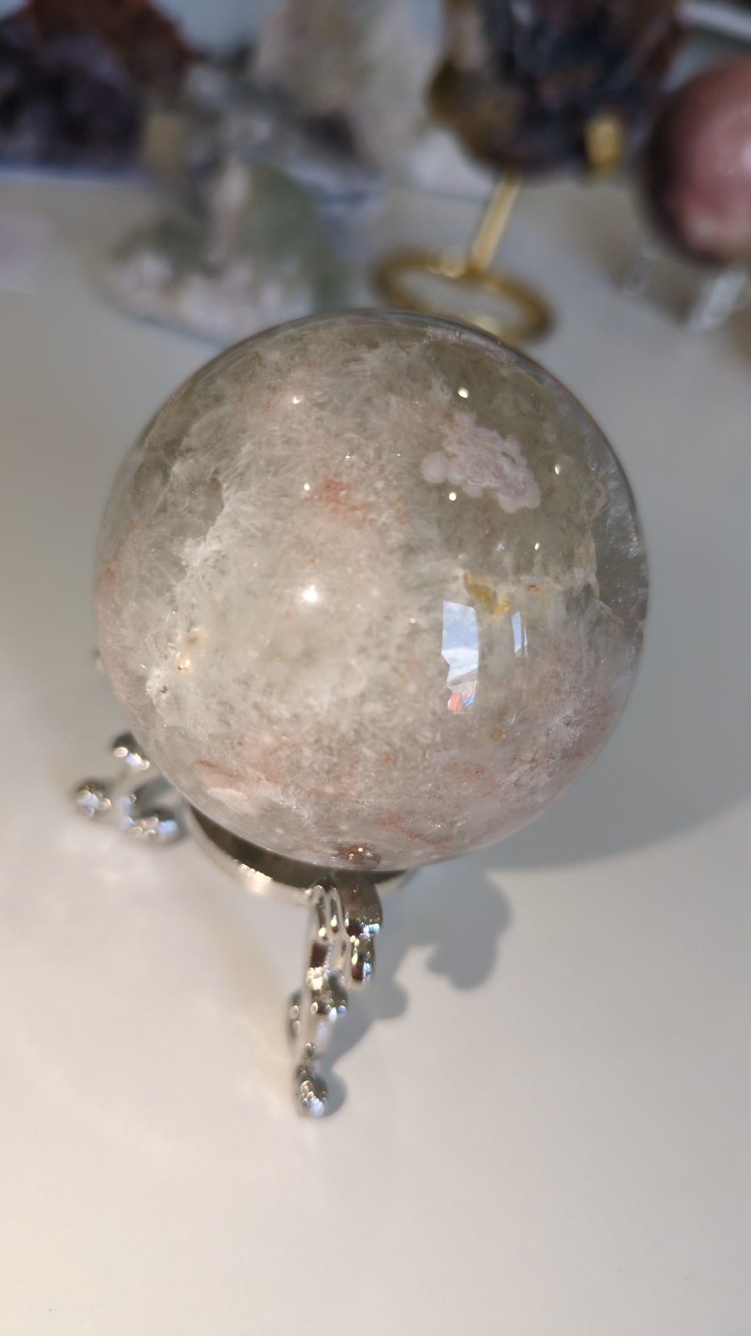 Flower agate and Prasiolite sphere ✨