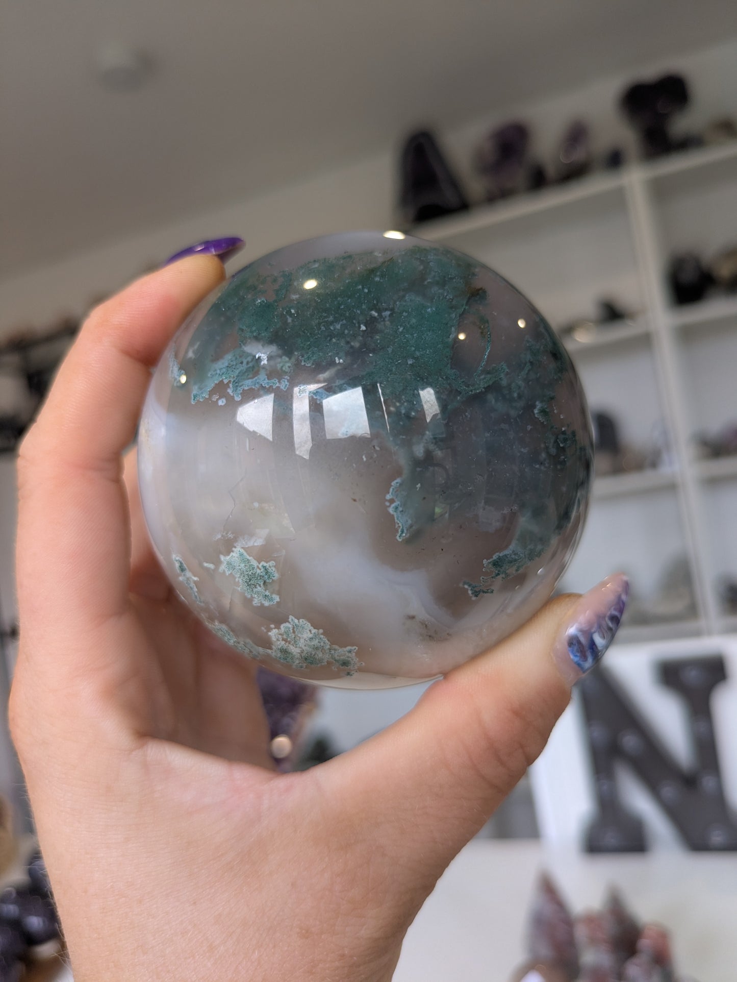 Druzy moss agate sphere ✨