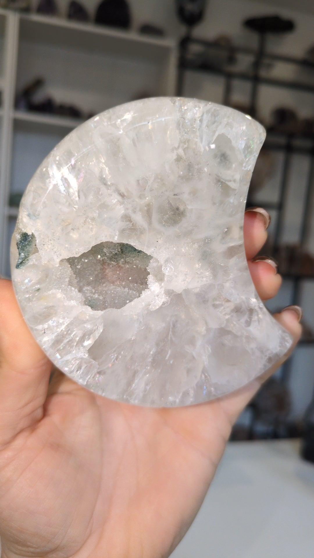 Quartz moon with green jasper ✨ #44