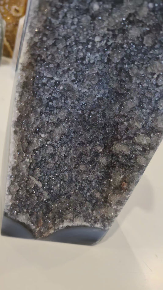 XL agate with silver druze Tower ✨