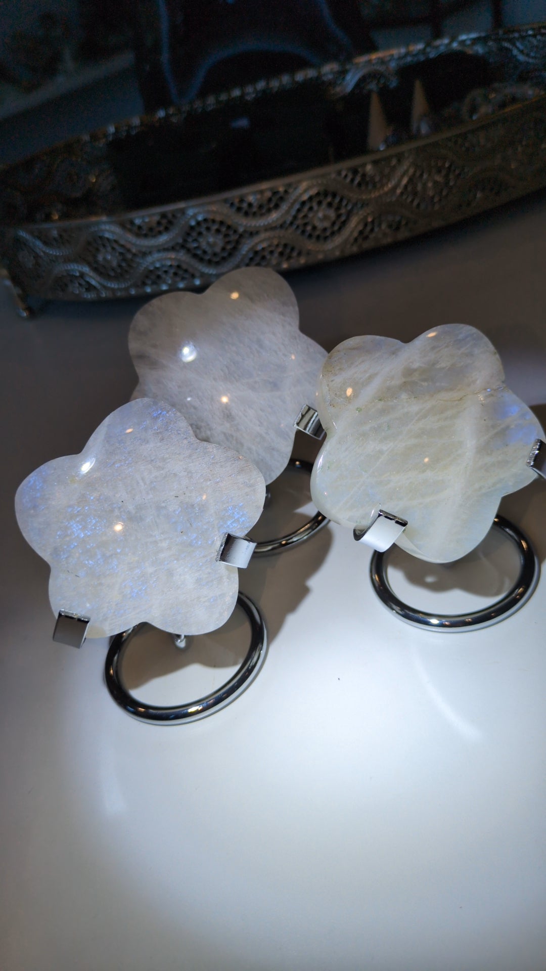 High grade white moonstone flowers 🌻