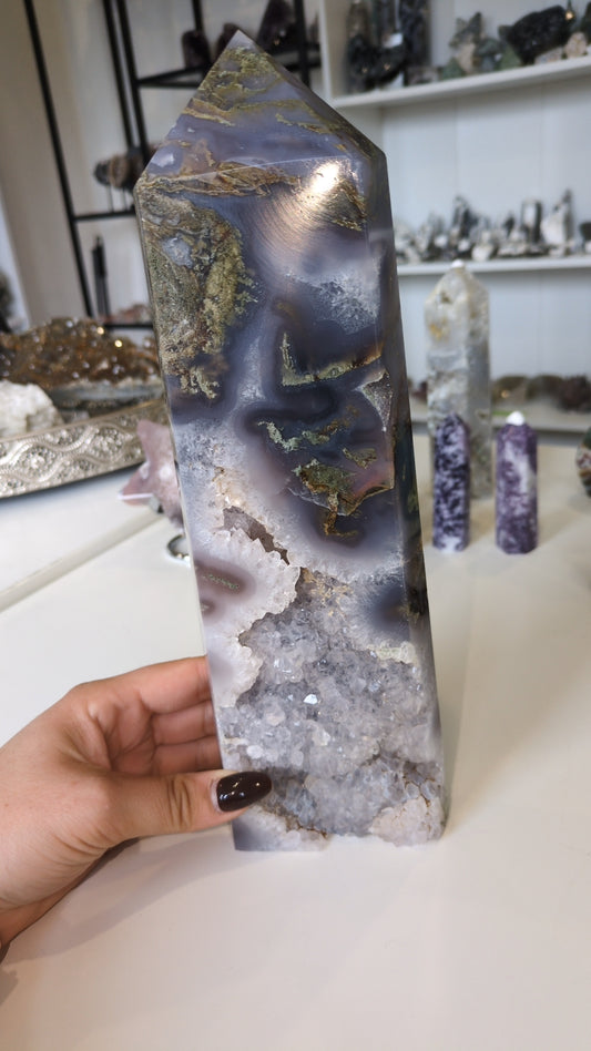 XL moss agate tower ✨
