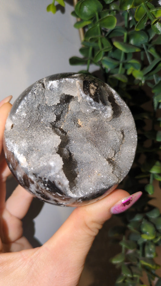 Black and grey chalcedony sphere ✨