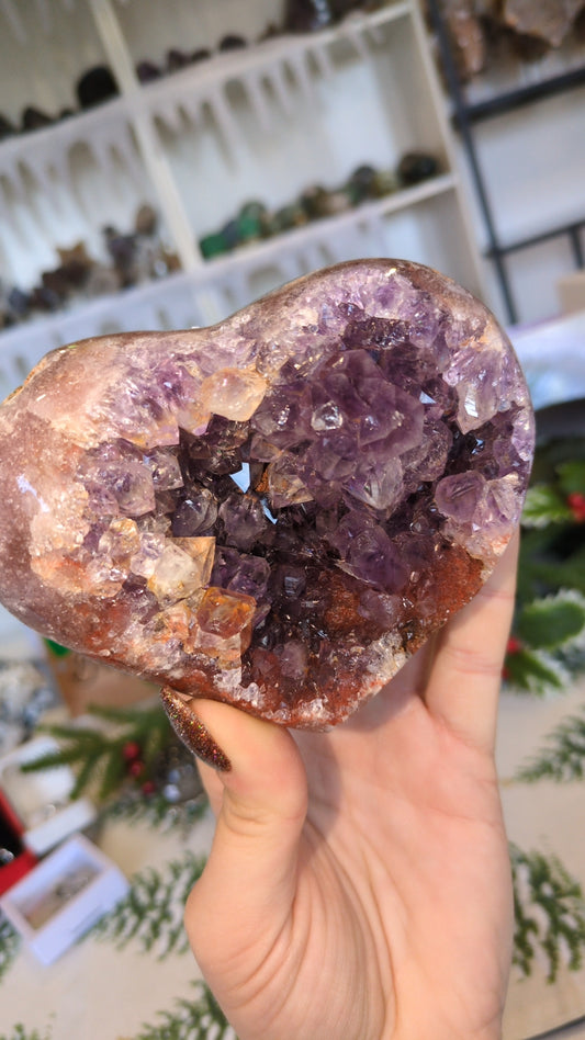 Druzy pink amethyst heart ❤️