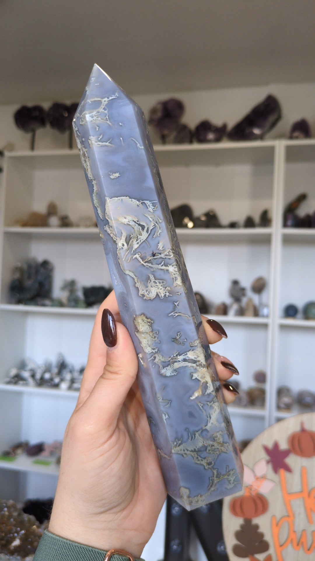 Extra Tall moss agate tower ✨