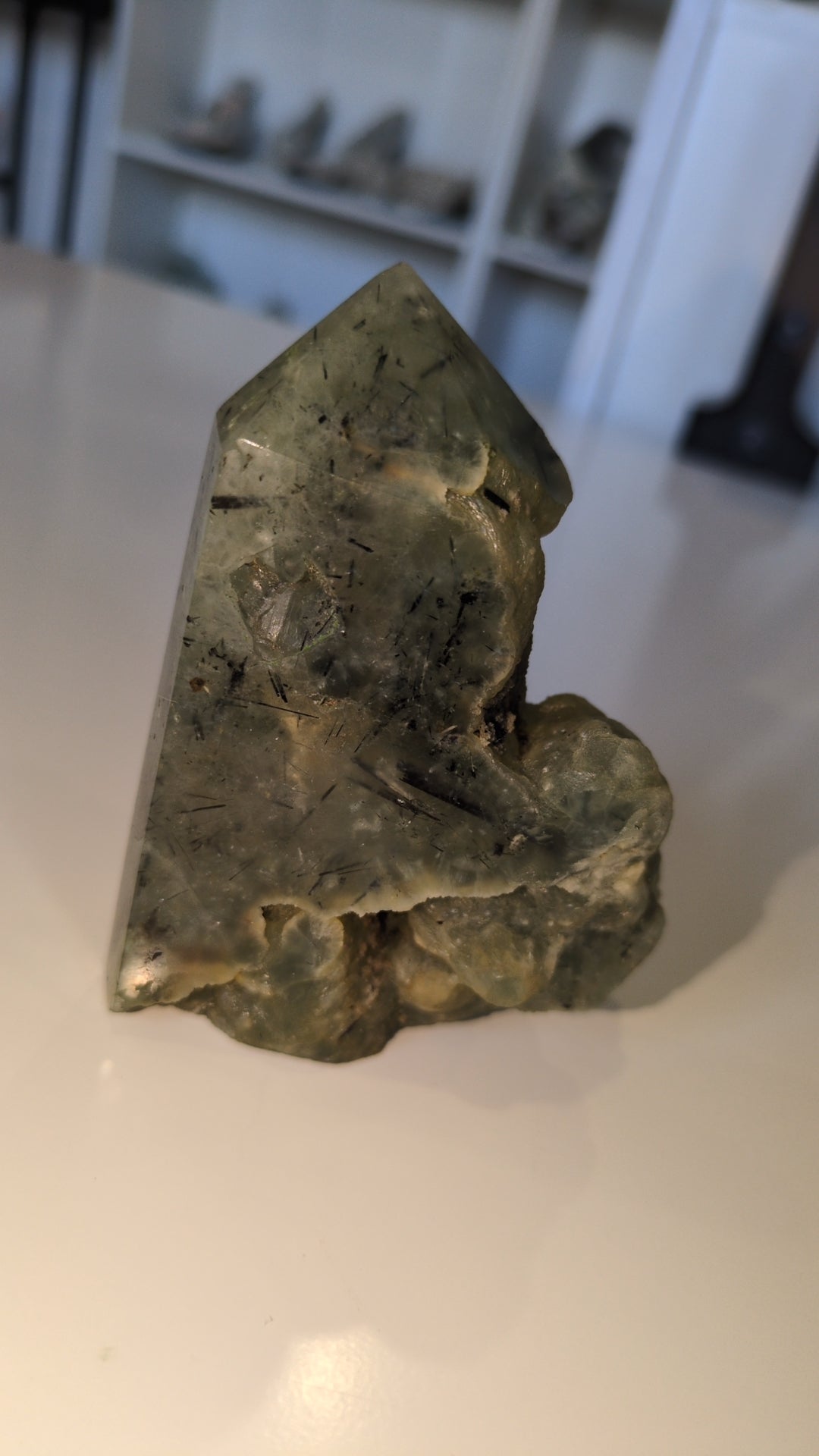 Prehnite half raw/ polished tower ✨