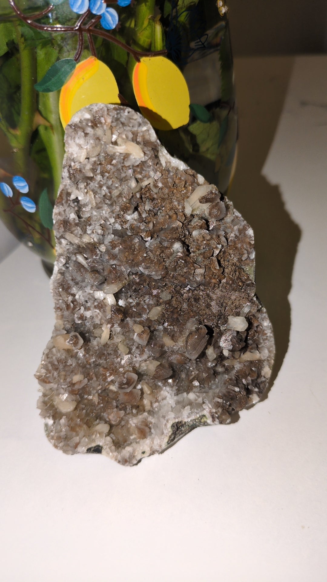 Calcite with Stilbite on brown chalcedony ✨