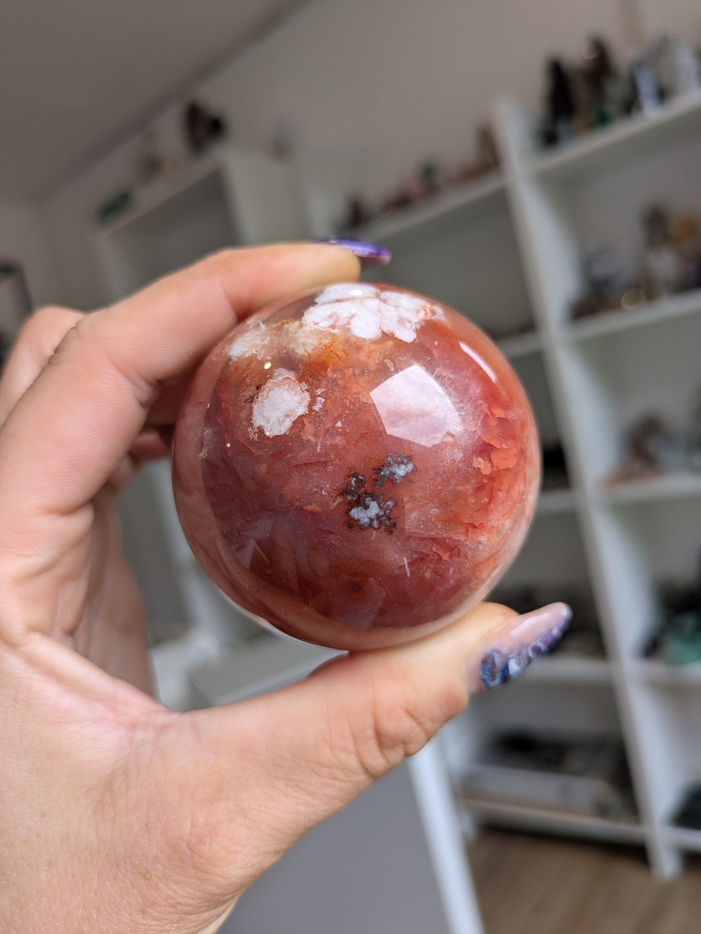 Carnelian flower agate sphere ✨ B