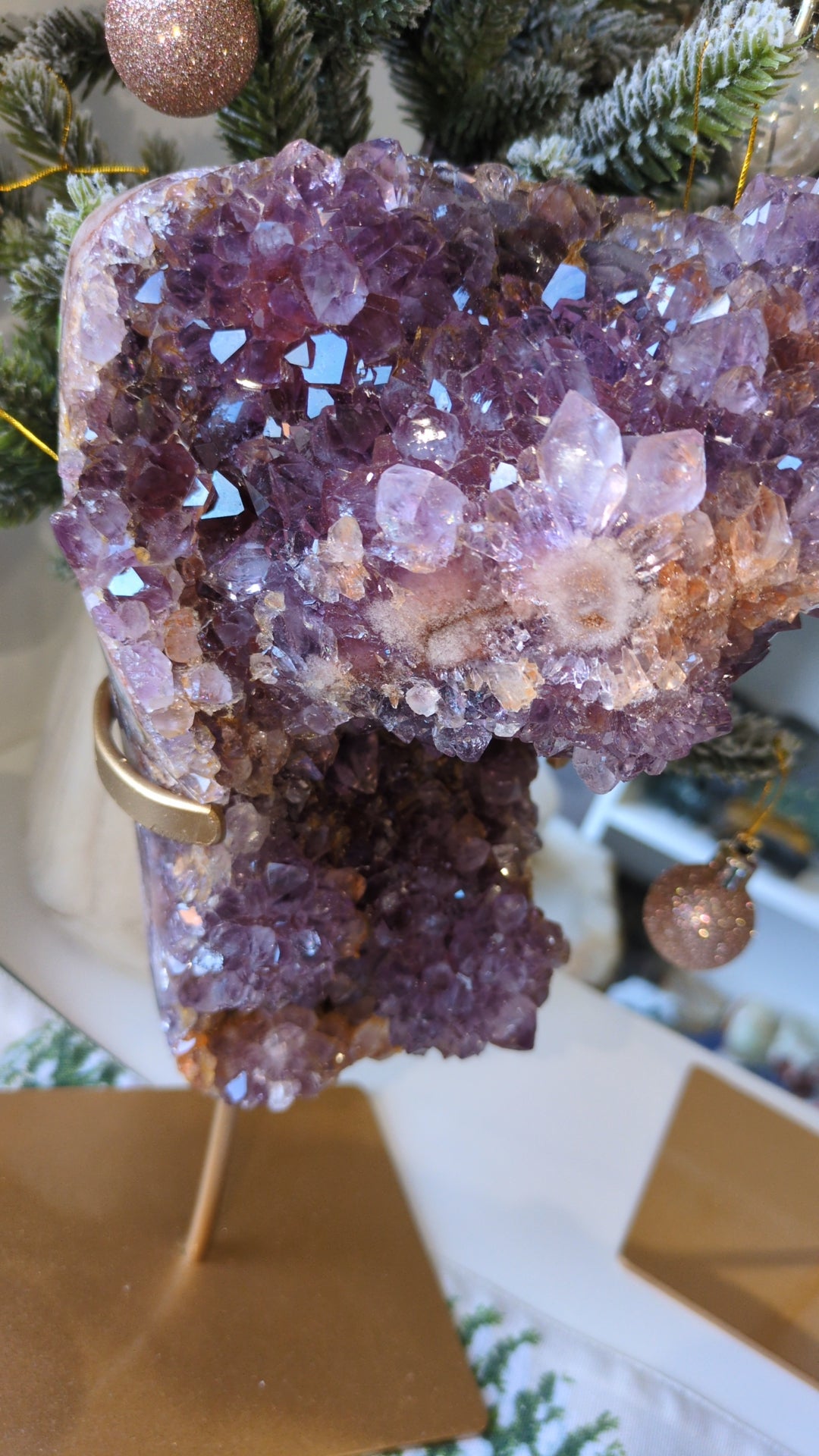 XL pink amethyst piece on stand ✨