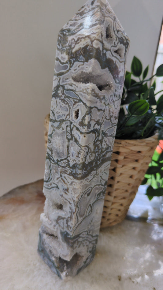 Large druzy moss tower ✨