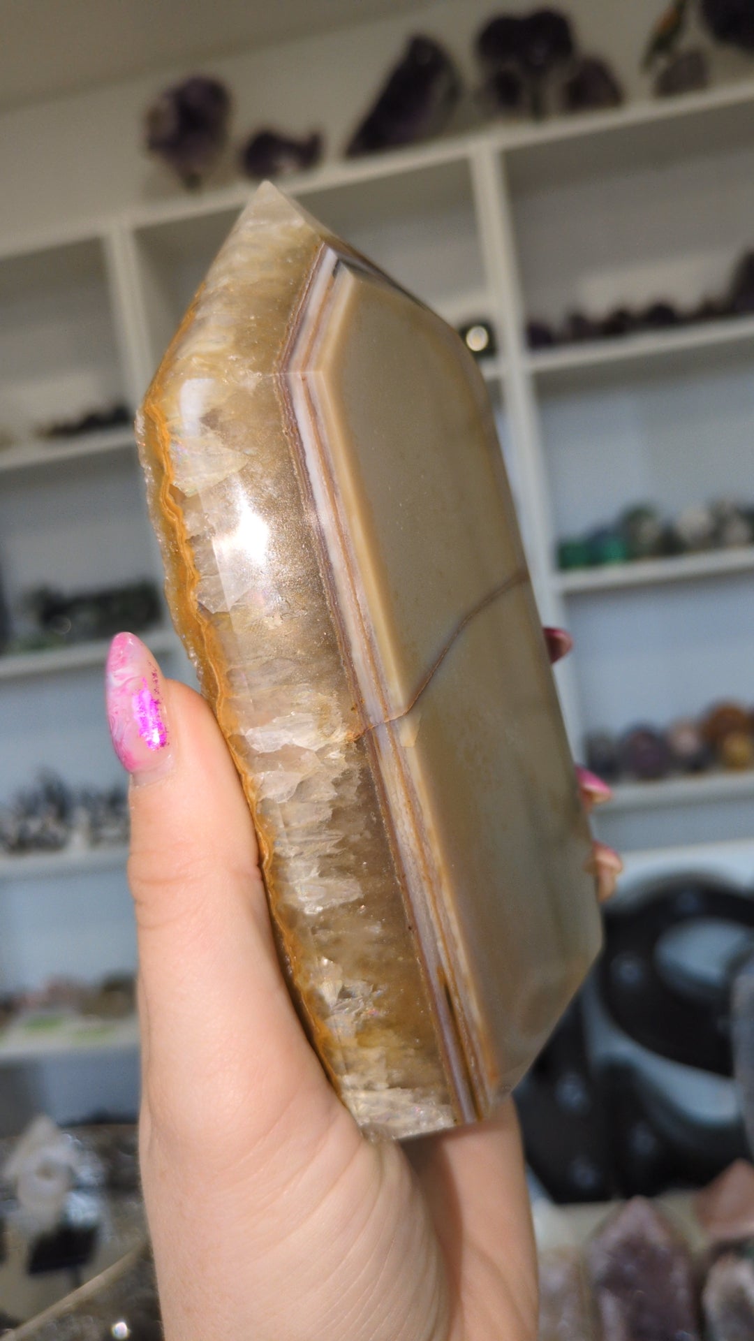 Yellow druzy agate tower ✨