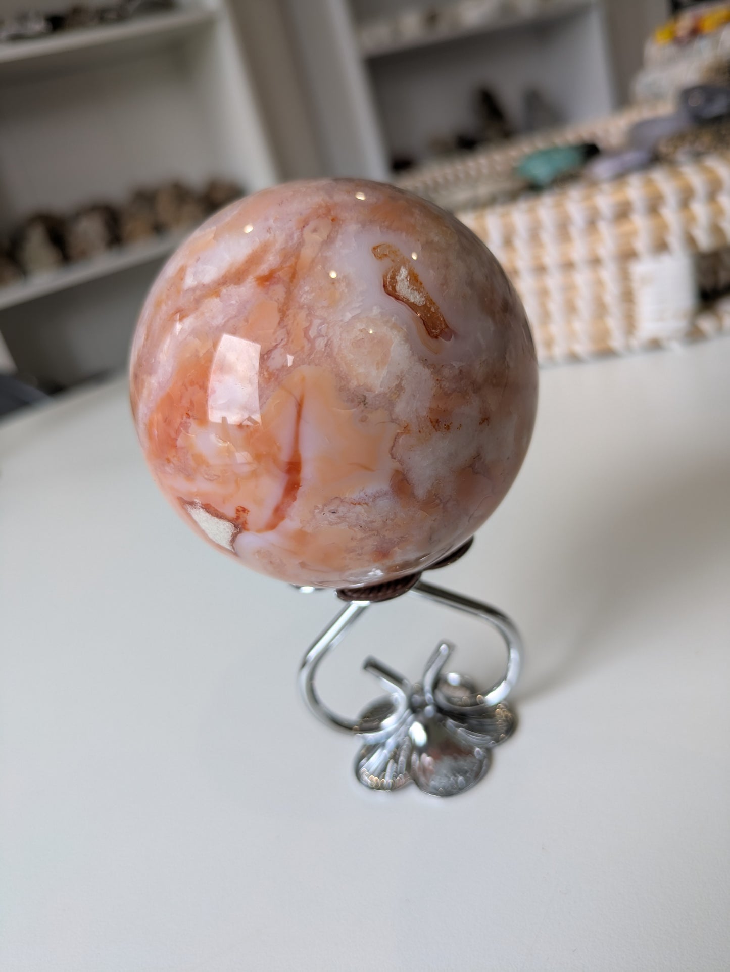 Carnelian flower agate sphere ✨ A