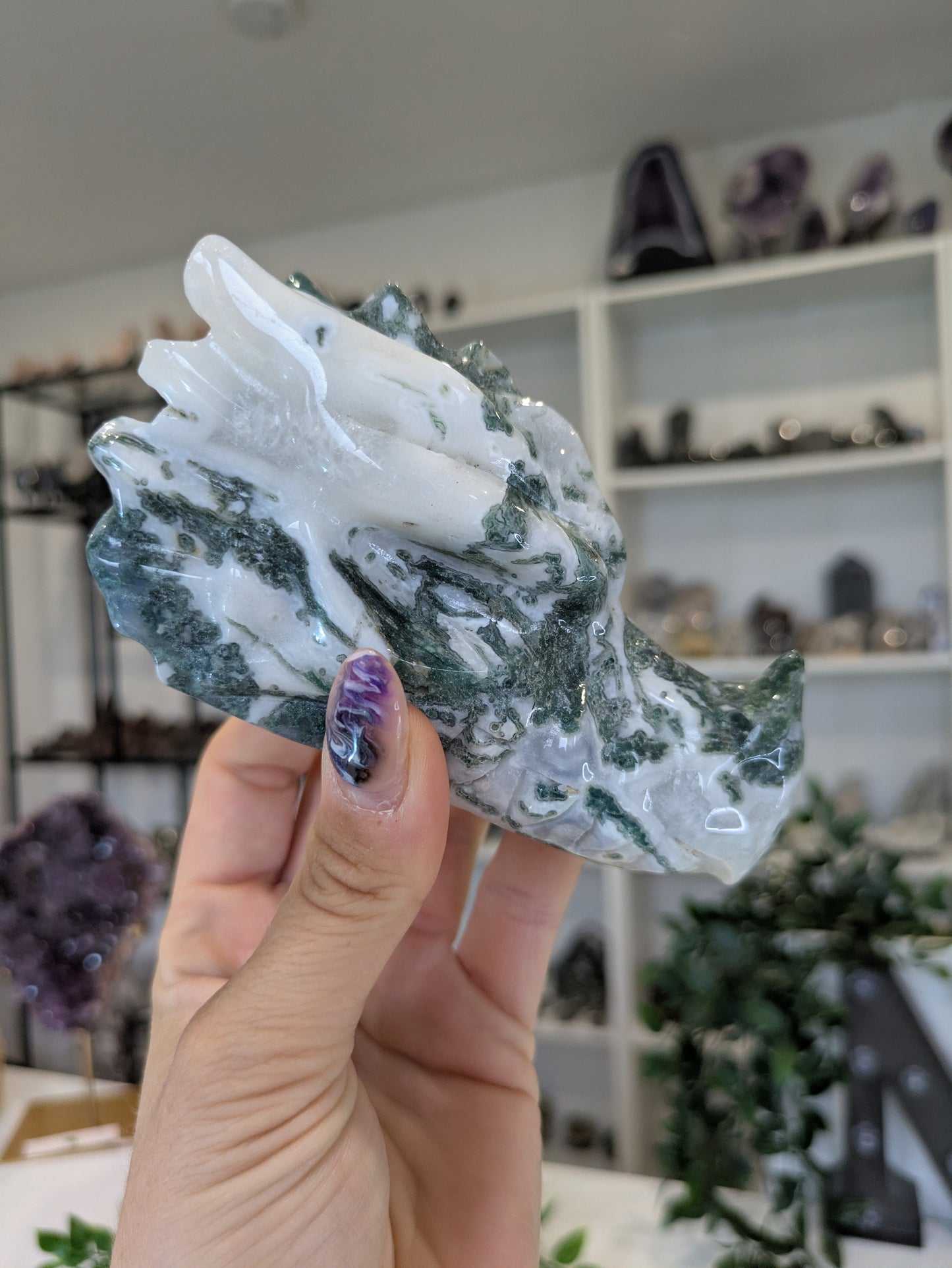 Moss agate dragon head ✨