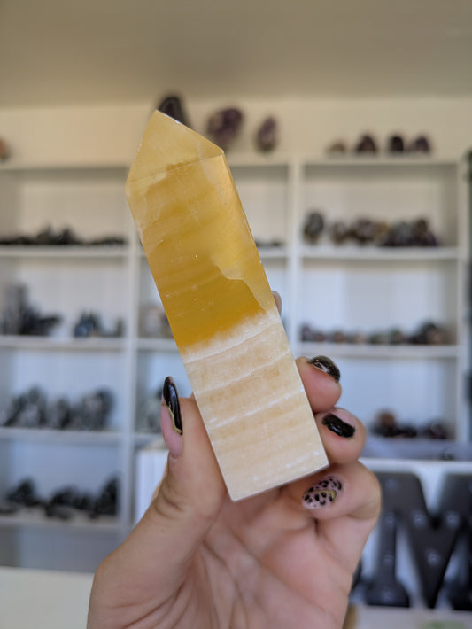 Orange banded calcite tower ✨