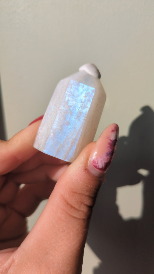 Mini high quality white moonstone tower ✨