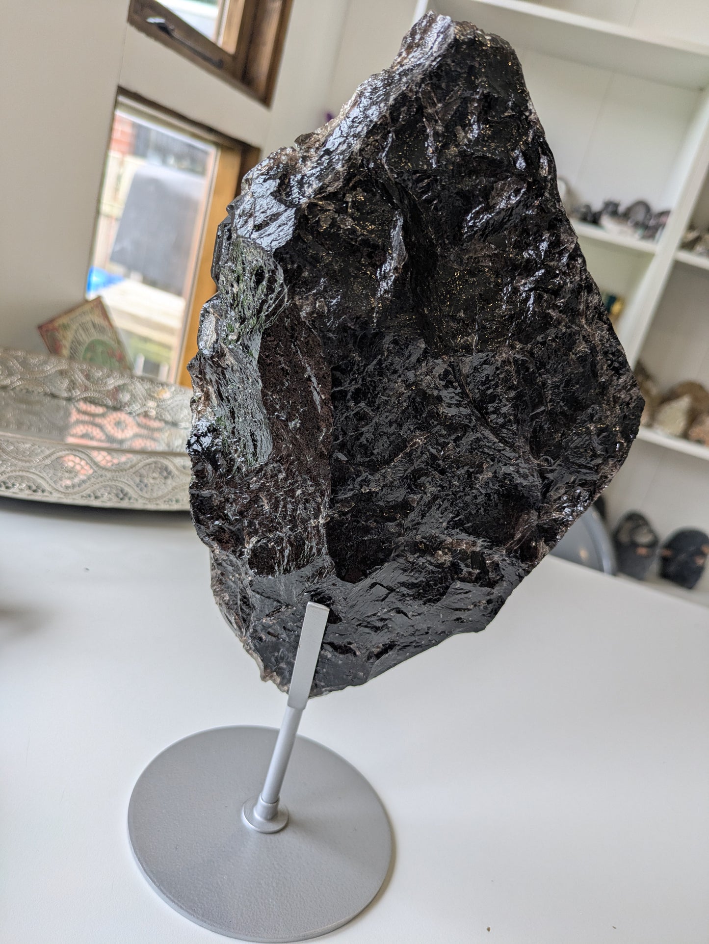 XL skeletal Smokey quartz on stand ✨