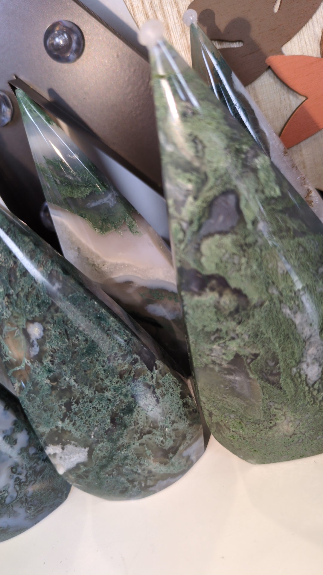 Moss agate teardrops ✨