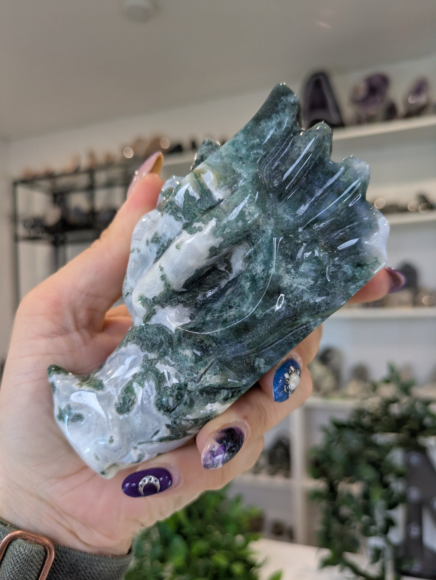 Moss agate dragon head ✨