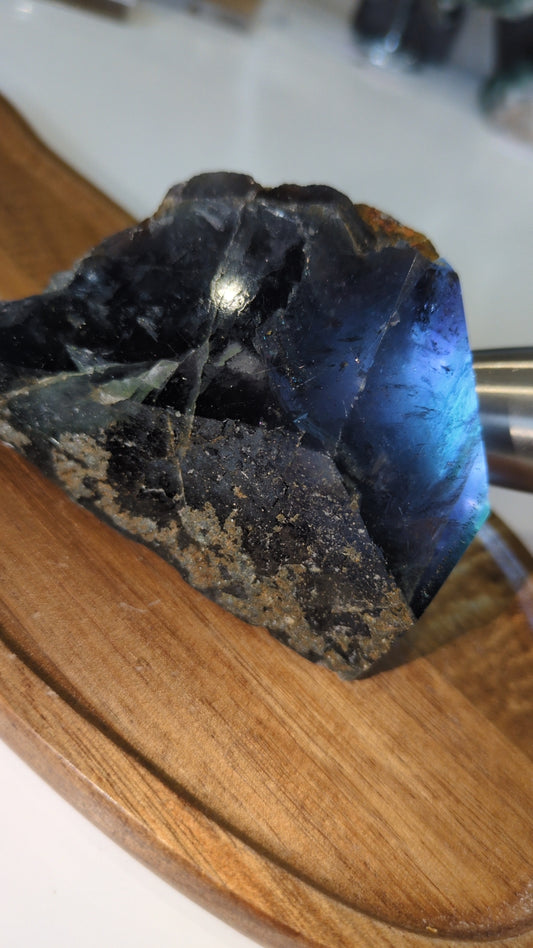 Half raw/ polished flourite and pyrite ✨