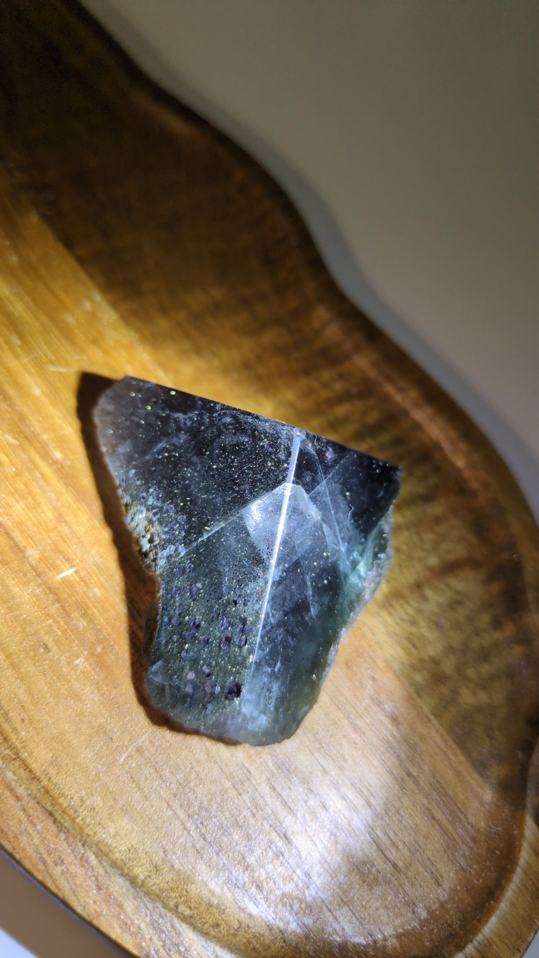 Raw flourite with pyrite ✨ half polished