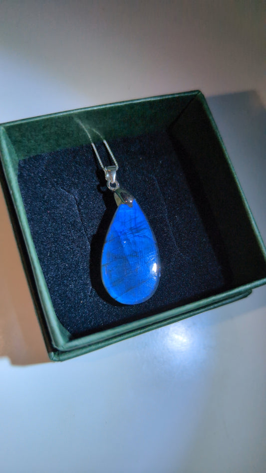 Labradorite Pendant - Dark blue teardrop ✨