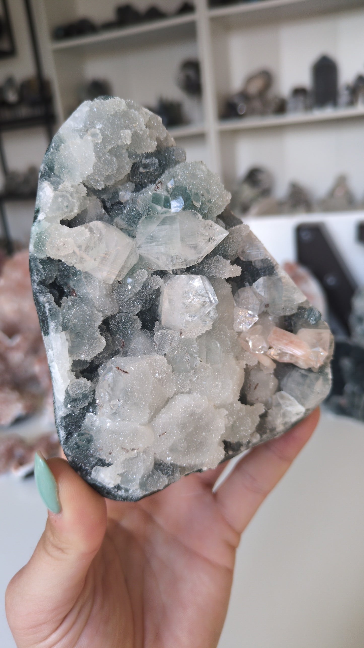 Apophyllite on Blue Chalcedony ✨ C