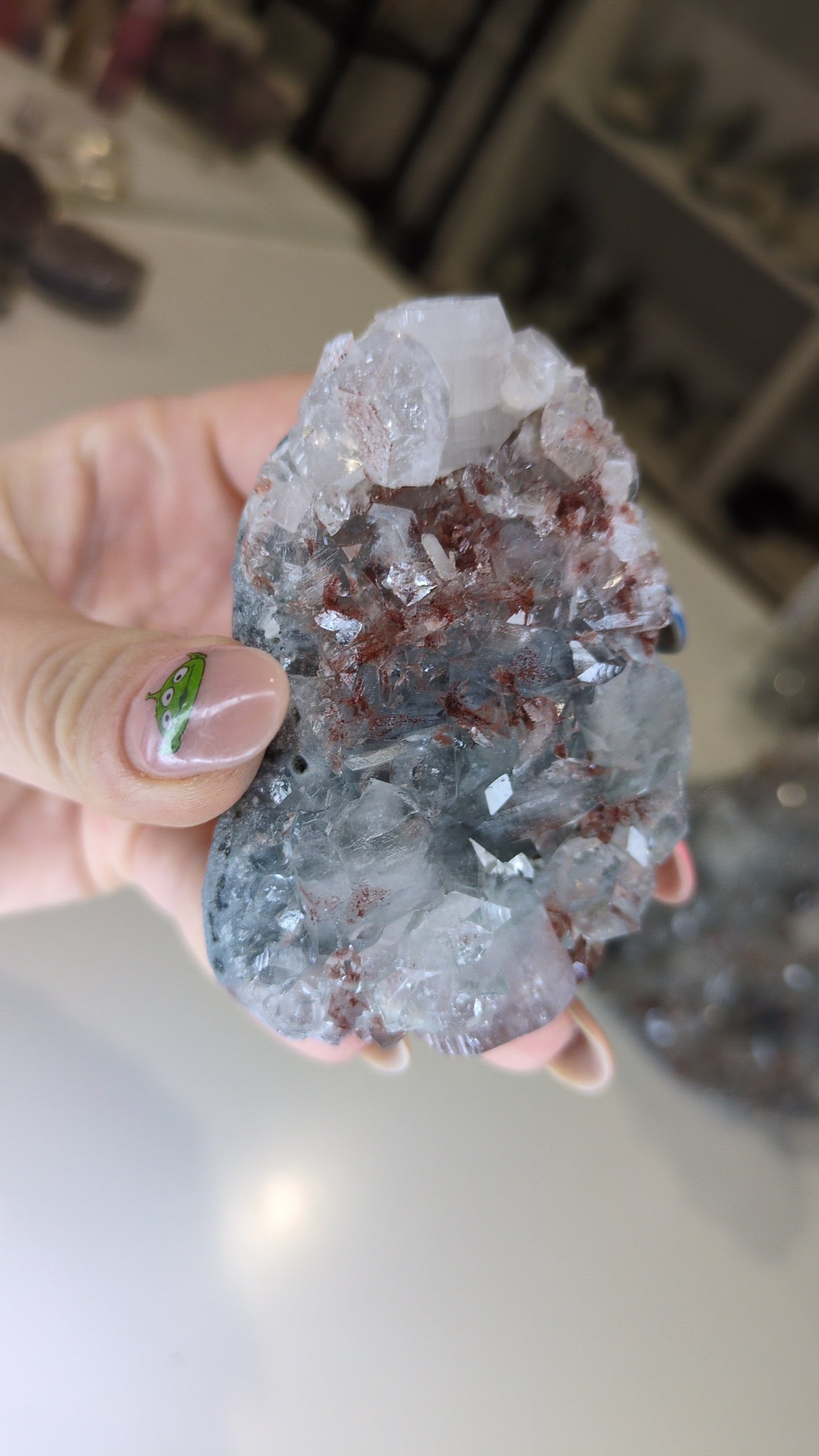 Diamond Apophyllite with hematite ✨ F