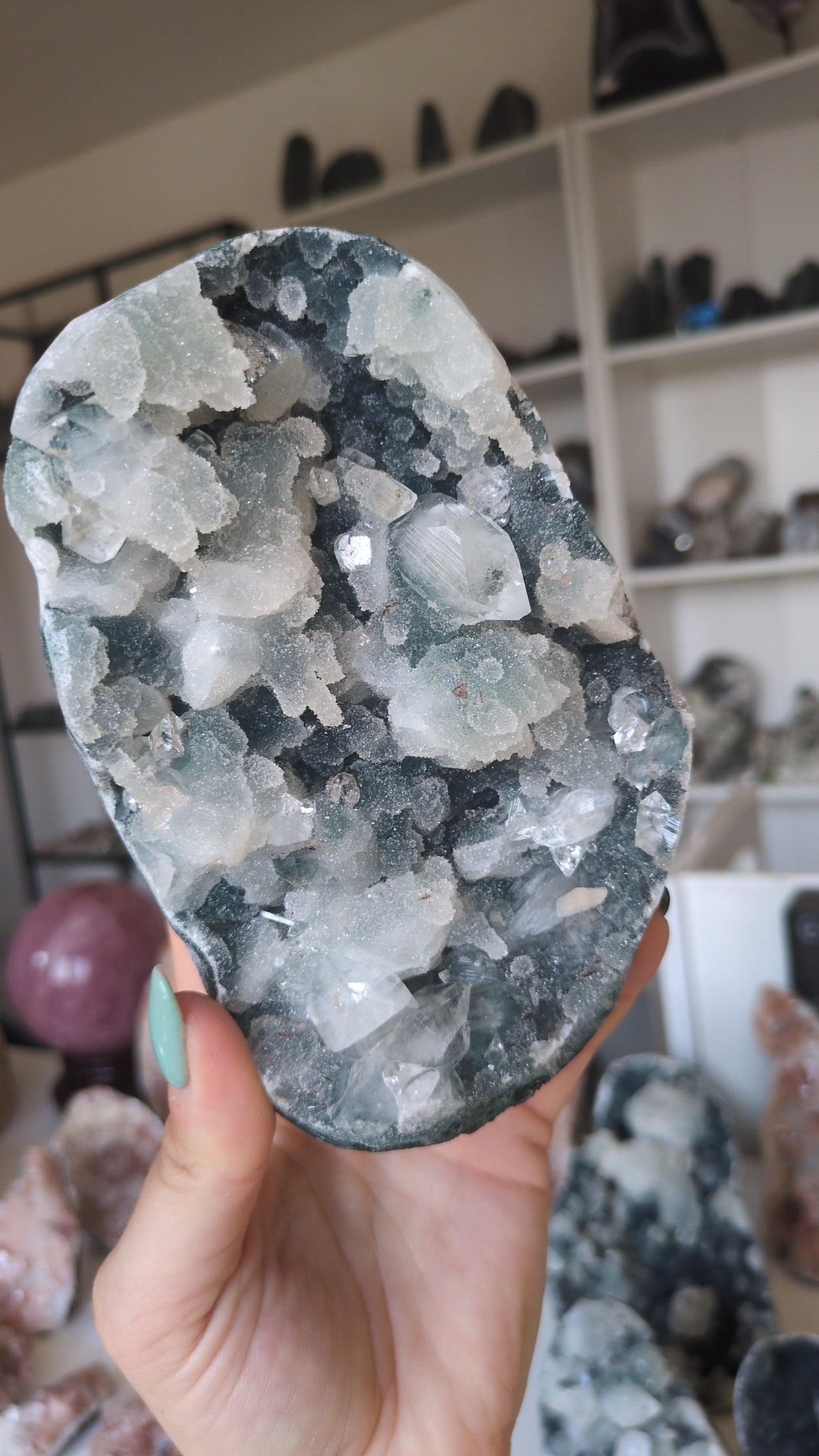 Apophyllite on Blue Chalcedony ✨ J