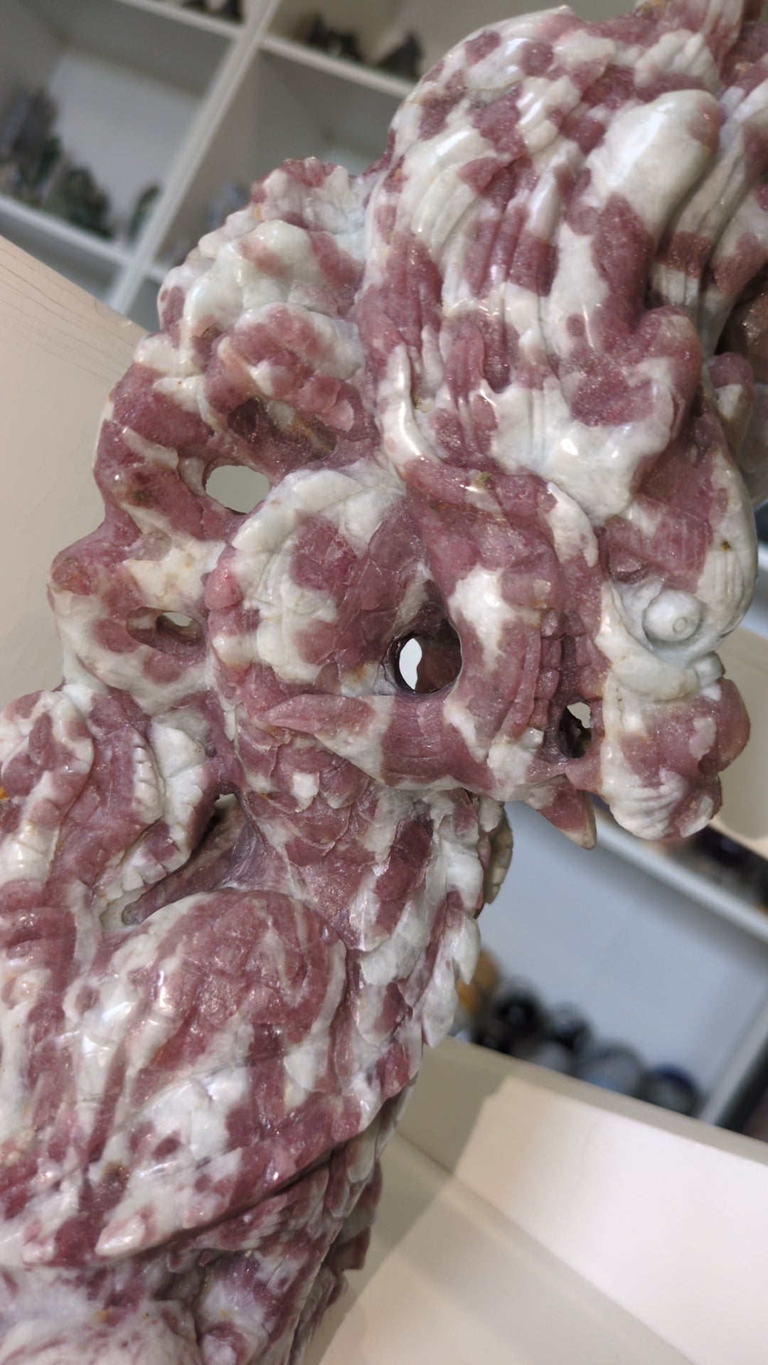 Hand carved Pink tourmaline Dragon sculpture ✨
