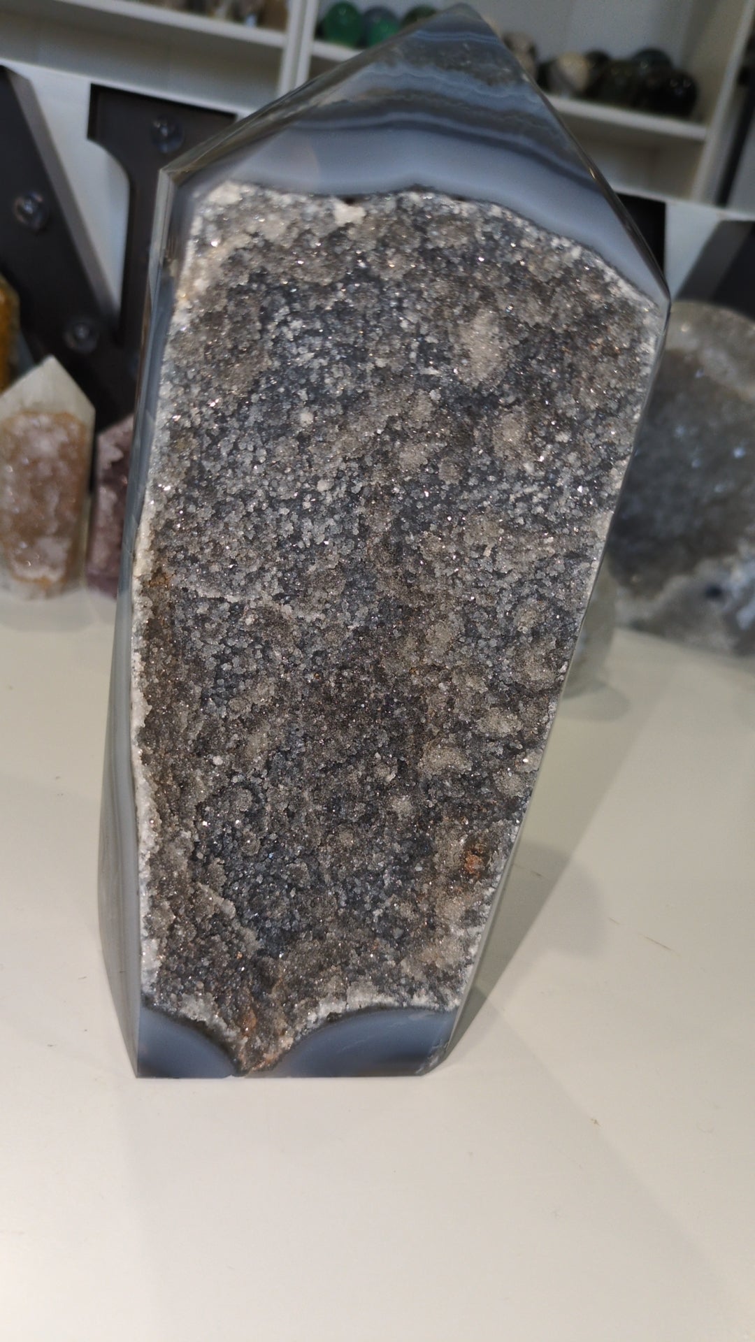 XL agate with silver druze Tower ✨