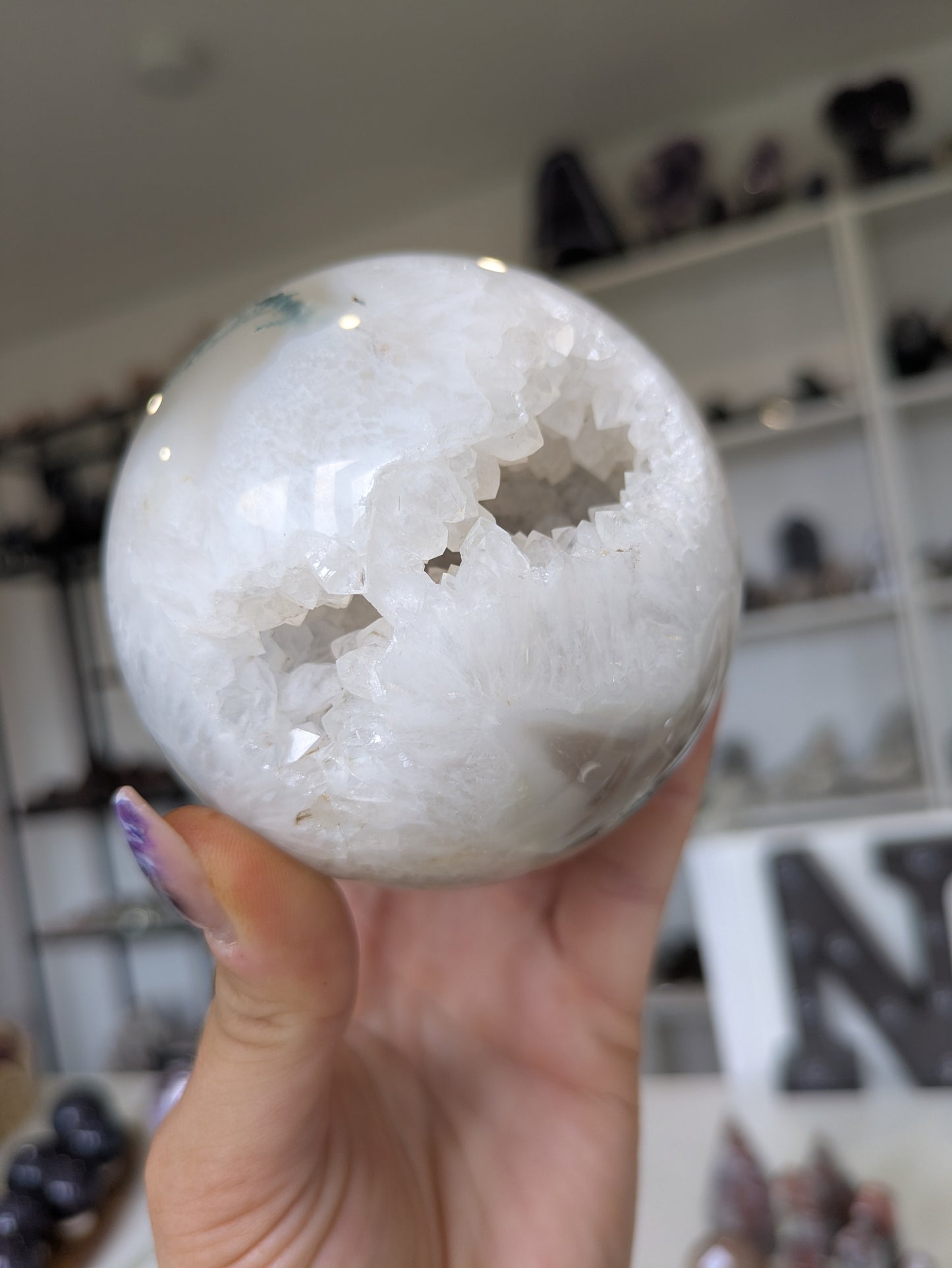 Druzy moss agate sphere ✨