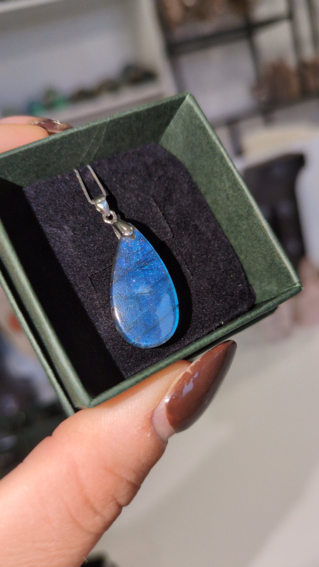 Labradorite Pendant - Dark blue teardrop ✨